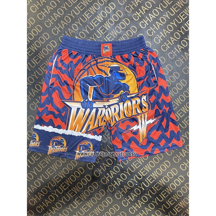 Pantalone Golden State Warriors Mitchell & Ness Naranja Azul